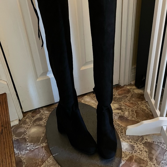 BP from Nordstrom Black Over the Knee Boots with ties to leg at the top - Picture 2 of 3